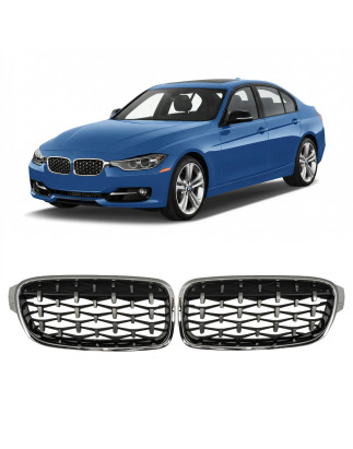 BMW SERIA 3 F30 F31 2011-2018 TUNING MASCHERINA ANTERIORE MASCHERINA DOPPIO RENE CROMATO (Cod. AP-51