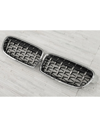BMW SERIA 3 F30 F31 2011-2018 TUNING MASCHERINA ANTERIORE MASCHERINA DOPPIO RENE CROMATO (Cod. AP-51