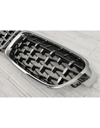 BMW SERIA 3 F30 F31 2011-2018 TUNING MASCHERINA ANTERIORE MASCHERINA DOPPIO RENE CROMATO (Cod. AP-51
