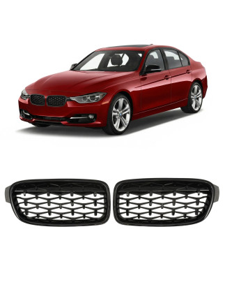 BMW SERIA 3 F30 F31 2011-2018 TUNING MASCHERINA ANTERIORE MASCHERINA DOPPIO RENE NERO (Cod. AP-51047