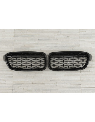 BMW SERIA 3 F30 F31 2011-2018 TUNING MASCHERINA ANTERIORE MASCHERINA DOPPIO RENE NERO (Cod. AP-51047