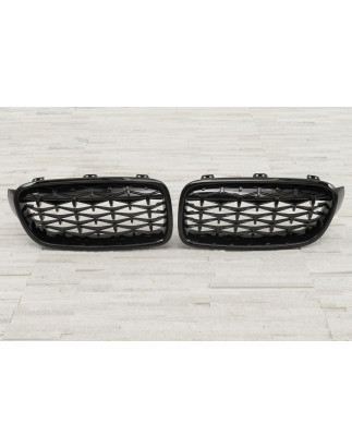 BMW SERIA 3 F30 F31 2011-2018 TUNING MASCHERINA ANTERIORE MASCHERINA DOPPIO RENE NERO (Cod. AP-51047