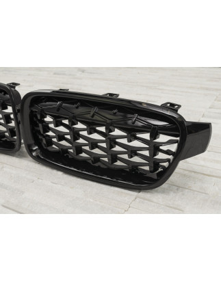 BMW SERIA 3 F30 F31 2011-2018 TUNING MASCHERINA ANTERIORE MASCHERINA DOPPIO RENE NERO (Cod. AP-51047