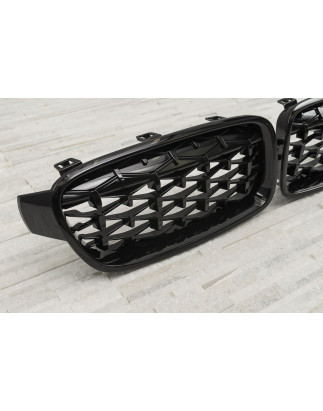 BMW SERIA 3 F30 F31 2011-2018 TUNING MASCHERINA ANTERIORE MASCHERINA DOPPIO RENE NERO (Cod. AP-51047