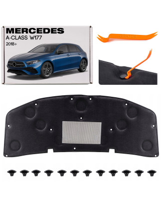 MERCEDES A-CLASS W177 2018+ PANNELLO FONOASSORBENTE COFANO KIT CON CLIP A1776822700 (Cod. AP-51082_A