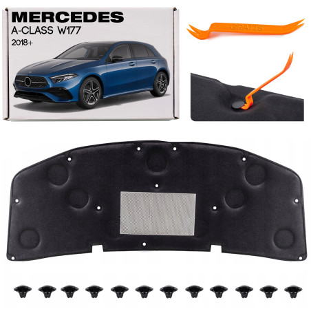 MERCEDES A-CLASS W177 2018+ PANNELLO FONOASSORBENTE COFANO KIT CON CLIP A1776822700 (Cod. AP-51082_A