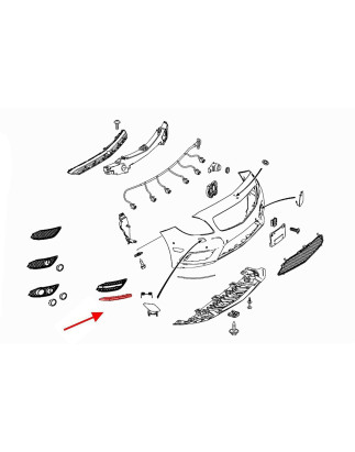 MERCEDES B-CLASS W246 2014-2018 RESTYLING DECORATIVA MODANATURA DESTRA GRIGLIE PARAURTI A2468851474 