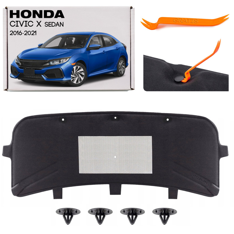 HONDA CIVIC X HB 2016-2021 PANNELLO FONOASSORBENTE COFANO 74141TBAA00 + CLIP (Cod. AP-51429_2_A4x4)