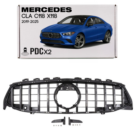 MERCEDES CLA C118 X118 2019-2025 PDC X2 MASCHERINA GT PANAMERICANA ARGENTO (Cod. AP-51689_A4x4)