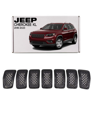 JEEP CHEROKEE V KL 2018-2023 RESTYLING INSERTI GRIGLIE GRIGLIA MASCHERINA ANTERIORE NERI 6AZ88DX8AB 