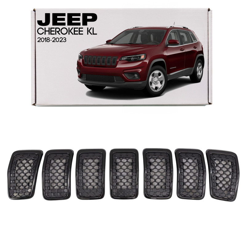 JEEP CHEROKEE V KL 2018-2023 RESTYLING INSERTI GRIGLIE GRIGLIA MASCHERINA ANTERIORE NERI 6AZ88DX8AB 