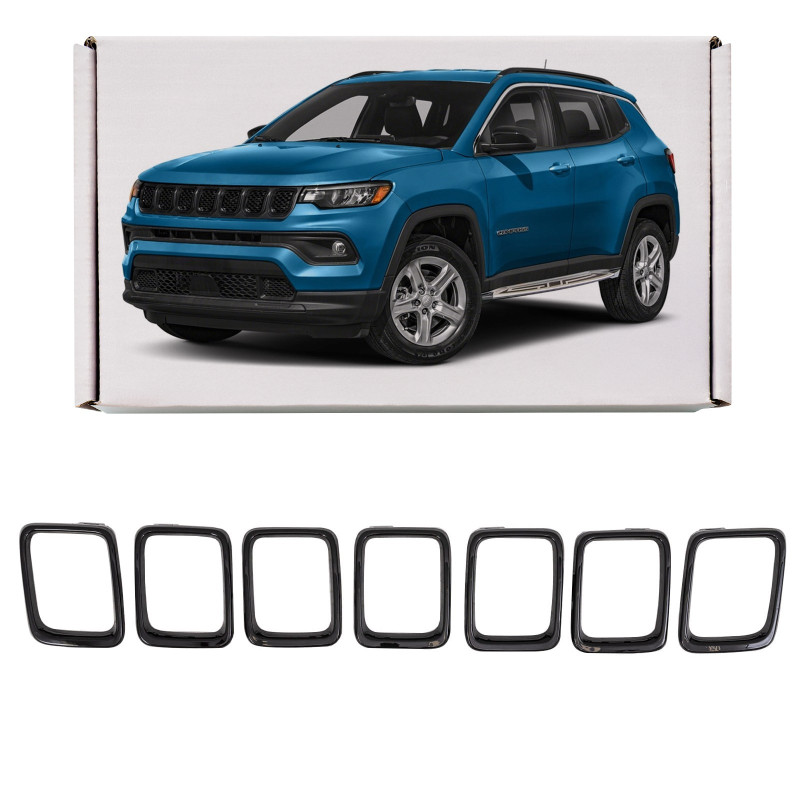 JEEP COMPASS II MP 2017-2020 PRE-RESTYLING DECORATIVE CORNICI MASCHERINA GRIGLIA NERI (Cod. AP-51835