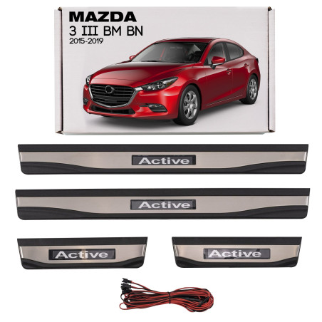 MAZDA 3 III BM BN 2015-2019 MODANATURE SOTTOPORTA LED (Cod. AP-51869_A4x4)