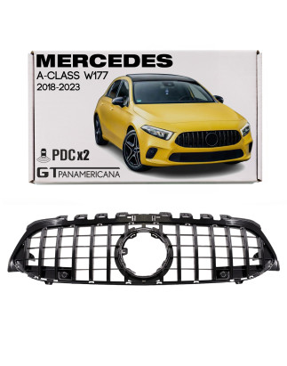 MERCEDES A-CLASS W177 2018-2023 PRE-RESTYLING MASCHERINA GT PANAMERICANA NERO CON PDC (Cod. AP-53078