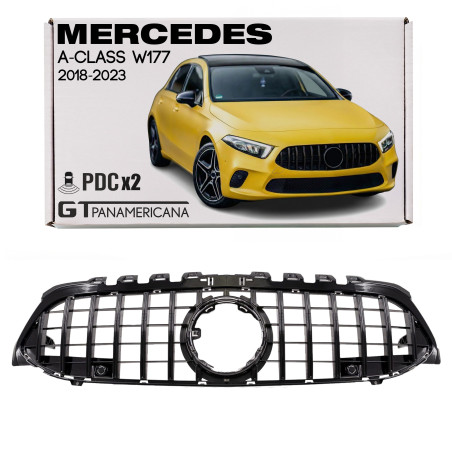 MERCEDES A-CLASS W177 2018-2023 PRE-RESTYLING MASCHERINA GT PANAMERICANA NERO CON PDC (Cod. AP-53078