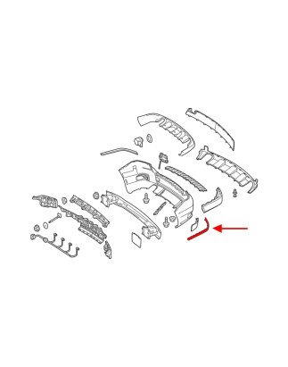 MERCEDES GLK X204 2008-2012 PRE-RESTYLING CROMATA MODANATURA POSTERIORE PARAURTI SINISTRA A204885192