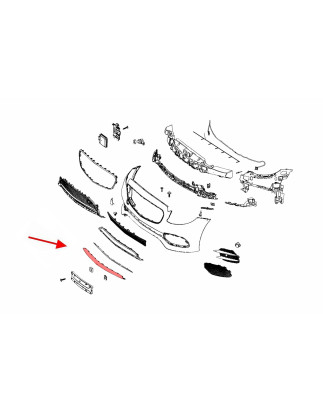 MERCEDES E-CLASS W213 2016-2020 PRE-RESTYLING CROMATA MODANATURA PARAURTI ANTERIORE A2138857000 (Cod