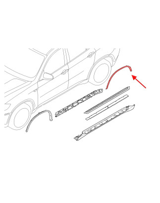 BMW X6 E71 E72 2007-2014 MODANATURA POSTERIORE PARAFANGO SINISTRA 51777176329 (Cod. AP-53712_A4x4)