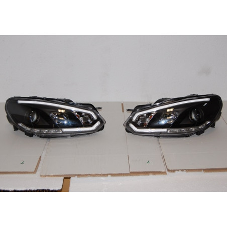 Fari Day Light Volkswagen Golf 6 Black 2009-2012 (Cod. E-FAW120)