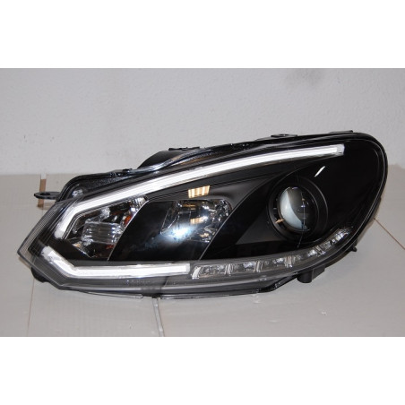Fari Day Light Volkswagen Golf 6 Black 2009-2012 (Cod. E-FAW120)
