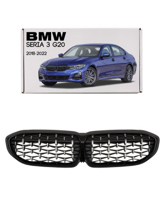 BMW SERIA 3 G20 2018-2022 PRE-RESTYLING TUNING MASCHERINA ANTERIORE DIAMOND NERO MASCHERINA DOPPIO R