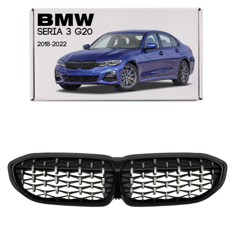 BMW SERIA 3 G20 2018-2022 PRE-RESTYLING TUNING MASCHERINA ANTERIORE DIAMOND NERO MASCHERINA DOPPIO R