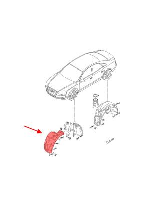 AUDI A8 D4 2010-2017 IN TESSUTO PASSARUOTA ANTERIORE SINISTRO PARTE ANTERIORE 4H0821171L (Cod. AP-53
