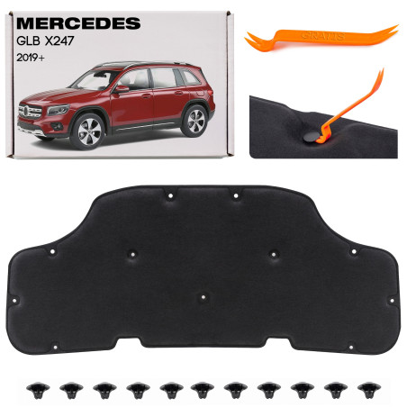 MERCEDES GLB X247 2019+ PANNELLO FONOASSORBENTE COFANO KIT CON CLIP A2476822800 (Cod. AP-54255_A4x4)
