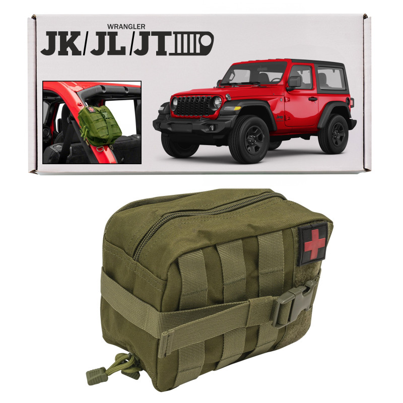 JEEP WRANGLER KIT DI PRIMO SOCCORSO AUTO / DA VIAGGIO OLIVA (Cod. AP-54341_A4x4)