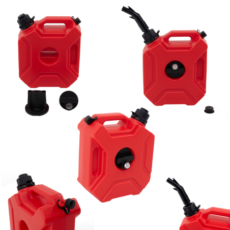 TANICA CON IMBUTO E CON SUPPORTO OFF-ROAD PER CARBURANTE OLIO ROSSO 5L TIPO ROTOPAX (Cod. AP-54345_A