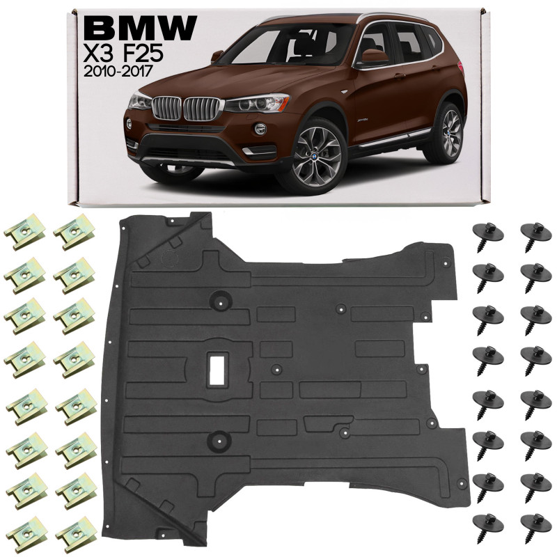 BMW X3 F25 2010-2017 IN TESSUTO PIASTRA PROTEZIONE MOTORE CON KIT VITI 51757213662 (Cod. AP-55690_A4
