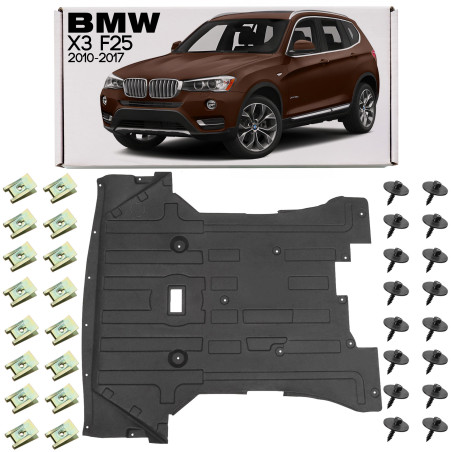 BMW X3 F25 2010-2017 IN TESSUTO PIASTRA PROTEZIONE MOTORE CON KIT VITI 51757213662 (Cod. AP-55690_A4
