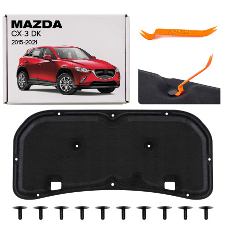 MAZDA CX-3 DK 2015-2021 PANNELLO FONOASSORBENTE COFANO D10E56681 + CLIP (Cod. AP-56155_A4x4)