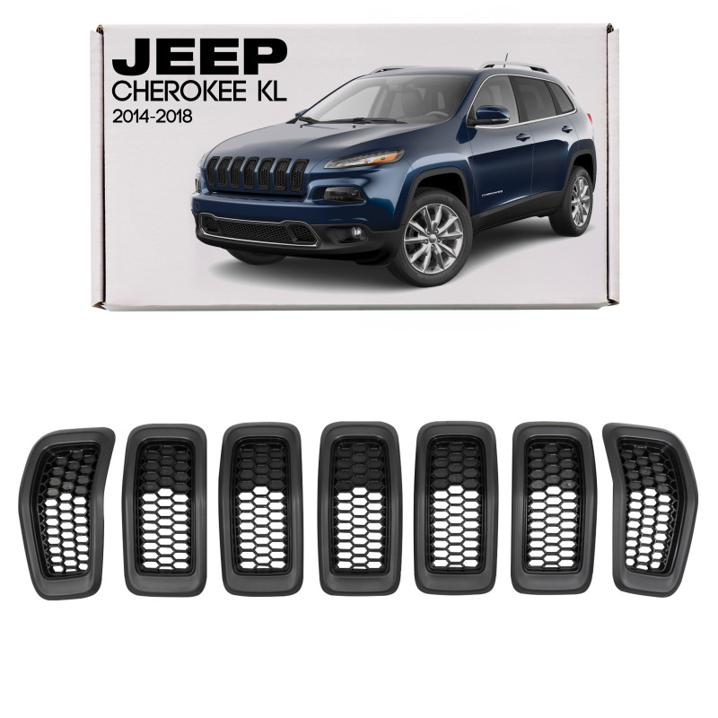 JEEP CHEROKEE V KL 2014-2018 PRE-RESTYLING INSERTI MASCHERINA GRIGI 68303626AC (Cod. AP-8BC8-404BA_A