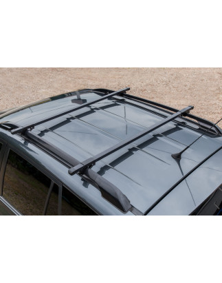VOLKSWAGEN SHARAN II 7N 2010+ PORTAPACCHI TETTO TRAVERSE BASE 130 CM NERI IN ACCIAIO (Cod. AP-56704_