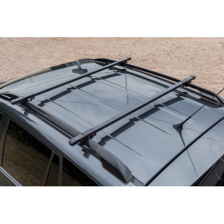 VOLKSWAGEN SHARAN II 7N 2010+ PORTAPACCHI TETTO TRAVERSE BASE 130 CM NERI IN ACCIAIO (Cod. AP-56704_
