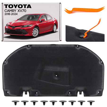 TOYOTA CAMRY VIII XV70 2018-2024 PANNELLO FONOASSORBENTE COFANO CON KIT CLIP 5334106480 (Cod. AP-746
