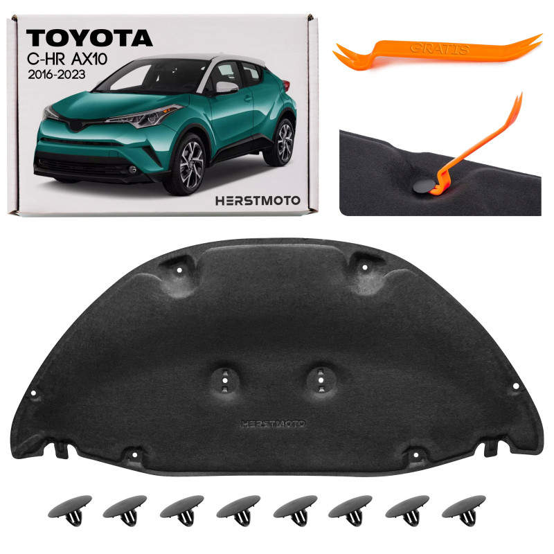TOYOTA C-HR AX10 2016-2023 PANNELLO FONOASSORBENTE COFANO CON KIT CLIP 53341F4010 (Cod. AP-397D-125E