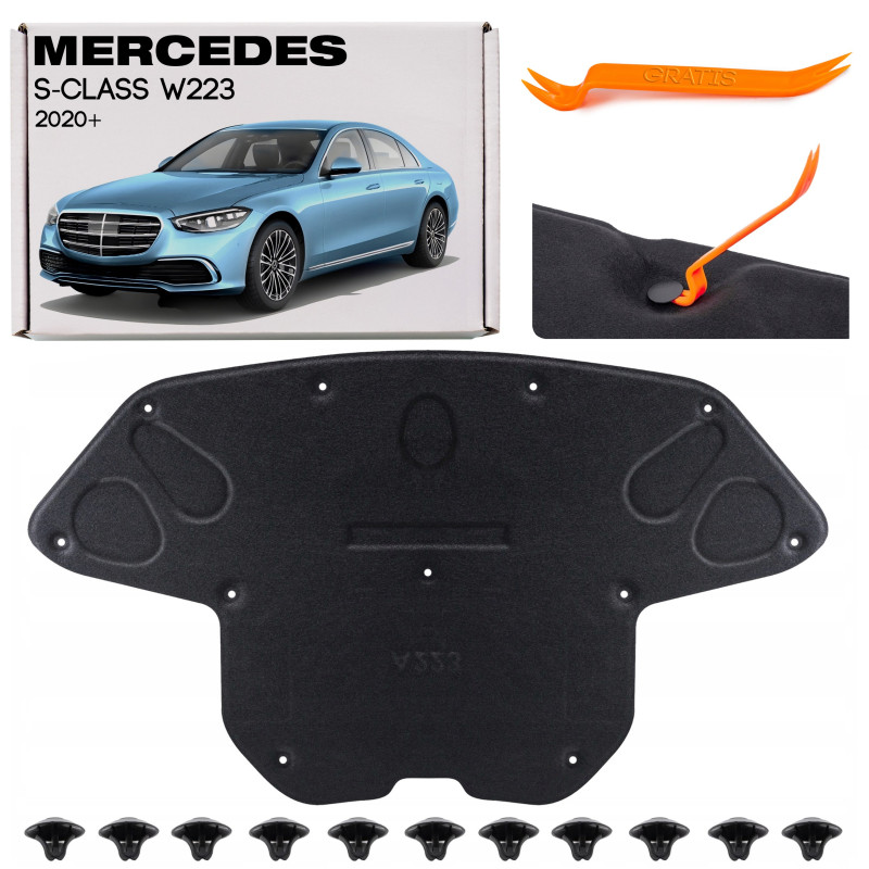 MERCEDES S-CLASS W223 2020+ PANNELLO FONOASSORBENTE COFANO KIT CON CLIP A2236820802 (Cod. AP-8A50-34