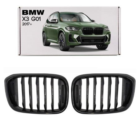BMW X3 G01 2017+ TUNING MASCHERINA ANTERIORE NERO STILE M PACCHETTO MASCHERINA DOPPIO RENE (Cod. AP-