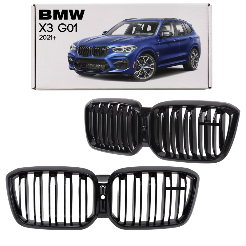 BMW X3 G01 2021+ RESTYLING MASCHERINA ANTERIORE NERO DOPPI ALETTE PER TELECAMERA 51135A36BD0 (Cod. A