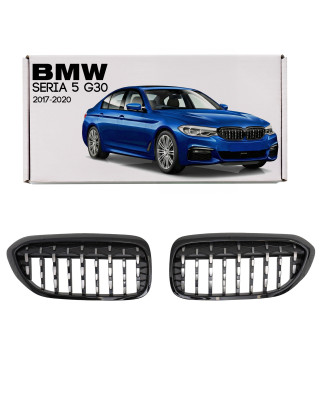 BMW SERIA 5 G30 2017-2020 PRE-RESTYLING TUNING MASCHERINA ANTERIORE CROMATO MASCHERINA DOPPIO RENE (