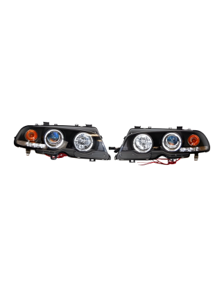 Fari Anteriori Angel Eyes BMW E46 '99-02 2P. Elect. Black Mod.II (Cod. E-FAB0062)