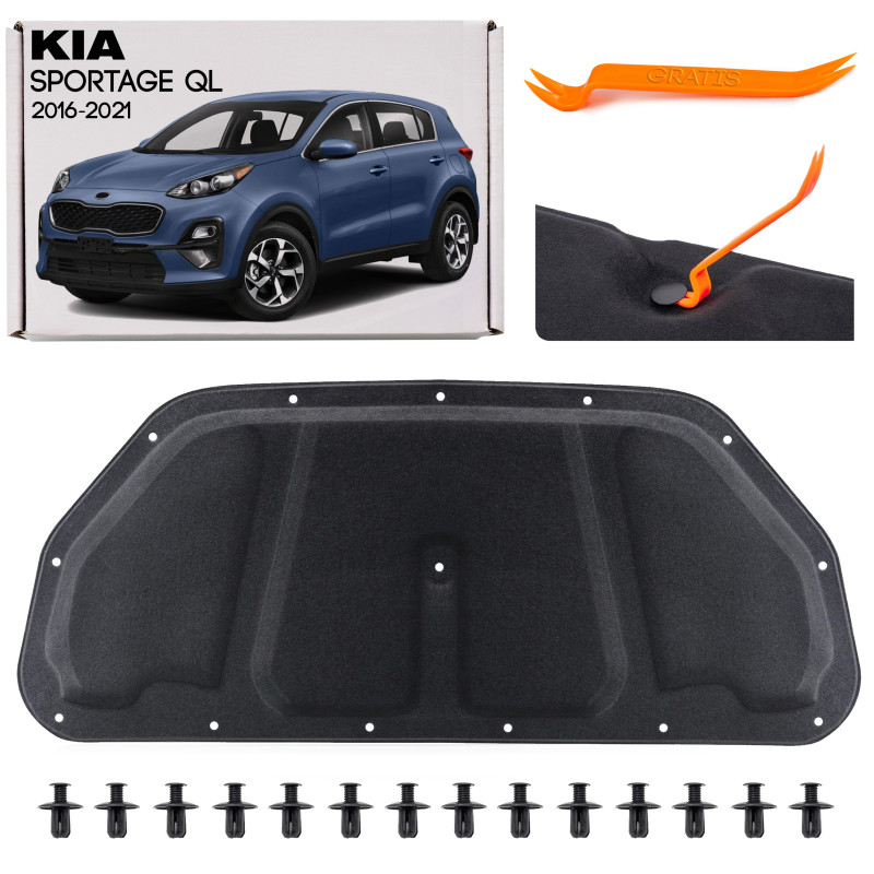 KIA SPORTAGE IV QL 2016-2021 PANNELLO FONOASSORBENTE COFANO KIT CON CLIP 81125F1000 (Cod. AP-CE16-27