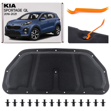 KIA SPORTAGE IV QL 2016-2021 PANNELLO FONOASSORBENTE COFANO KIT CON CLIP 81125F1000 (Cod. AP-CE16-27