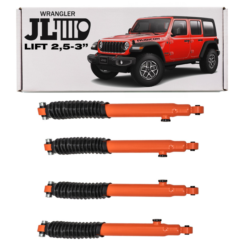 JEEP WRANGLER JL 2018+ AMMORTIZZATORI OLIO PER RESTYLING 2,5-3" KIT ARANCIONI (Cod. AP-BBAE-649BA_A4
