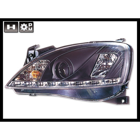 Fari Day Light Reale Opel Corsa C Black (Cod. E-FAO0085/1)
