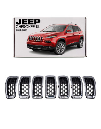 JEEP CHEROKEE V KL 2014-2018 PRE-RESTYLING INSERTI MASCHERINA CROMATI 68303626AA (Cod. AP-C0E4-674B3
