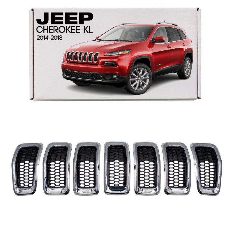 JEEP CHEROKEE V KL 2014-2018 PRE-RESTYLING INSERTI MASCHERINA CROMATI 68303626AA (Cod. AP-C0E4-674B3