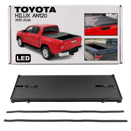 TOYOTA HILUX VIII AN120 2015-2026 RIGIDA PIEGHEVOLE COPERTURA PAKI CON LED (Cod. AP-7CF7-1658D_A4x4)